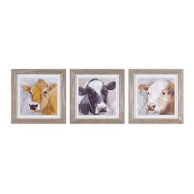 Framed Cow Print (Set of 3) 10"H Wood/Glass