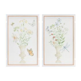 Framed Floral & Butterfly Print (Set of 2) 12.5"L x 19"H MDF/Paper