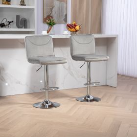 COOLMORE Bar Stools with Back and Footrest Counter Height Dining Chairs 2PC/SET,360¬∞ Velvet Swivel Bar Stools Set of 2