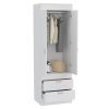 Lisboa Armoire, Rod, Double Door, Two Drawers, Metal Handles -White