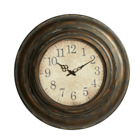 DecMode 24" Brown Metal Wall Clock with Fluted Frame