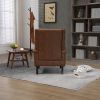 COOLMORE Wood Frame Armchair, Modern Accent Chair Lounge Chair with Sturdy Wood Legs for Living Room Bedroom(Brown PU)