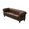 FX-P80P-PU2(SOFA) 3-seat Living Room Upholstered Sofa Modern Sofa Couches Set Style Button Tufted, PU Chesterfield Sofa for Living Room Apartment