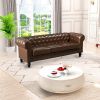 FX-P80P-PU2(SOFA) 3-seat Living Room Upholstered Sofa Modern Sofa Couches Set Style Button Tufted, PU Chesterfield Sofa for Living Room Apartment