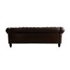 FX-P80P-PU2(SOFA) 3-seat Living Room Upholstered Sofa Modern Sofa Couches Set Style Button Tufted, PU Chesterfield Sofa for Living Room Apartment