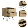 Nuvo 2 Nightstand,Two Drawers, Hairpin Legs