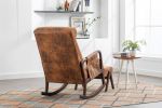 COOLMORE Rocking Chair With Ottoman, Mid-Century Modern Upholstered Fabric Rocking Armchair, Rocking Chair Nursery with Thick Padded Cushion