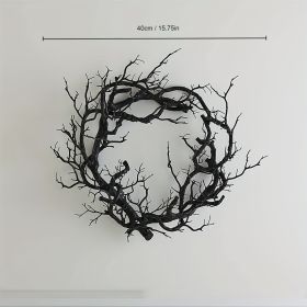 1pc, 15.75in Black Halloween Wreath, Black Wreath Halloween Door Wreath Decorations Halloween Party Decorations Halloween Ornament, Halloween Decor (Items: Without Glitter Effect)