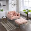 36.61'' Wide Modern Accent Chair With 3 Positions Adjustable Backrest, Tufted Chaise Lounge Chair