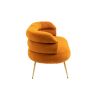 COOLMORE Small Loveseat Sofa, Upholstered Mini Couch with Curved Backrest with Stylish Golden Decor