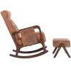COOLMORE Rocking Chair With Ottoman, Mid-Century Modern Upholstered Fabric Rocking Armchair, Rocking Chair Nursery with Thick Padded Cushion