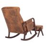 COOLMORE Rocking Chair With Ottoman, Mid-Century Modern Upholstered Fabric Rocking Armchair, Rocking Chair Nursery with Thick Padded Cushion