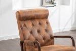 COOLMORE Rocking Chair With Ottoman, Mid-Century Modern Upholstered Fabric Rocking Armchair, Rocking Chair Nursery with Thick Padded Cushion