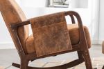 COOLMORE Rocking Chair With Ottoman, Mid-Century Modern Upholstered Fabric Rocking Armchair, Rocking Chair Nursery with Thick Padded Cushion