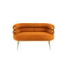 COOLMORE Small Loveseat Sofa, Upholstered Mini Couch with Curved Backrest with Stylish Golden Decor
