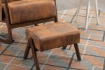 COOLMORE Rocking Chair With Ottoman, Mid-Century Modern Upholstered Fabric Rocking Armchair, Rocking Chair Nursery with Thick Padded Cushion
